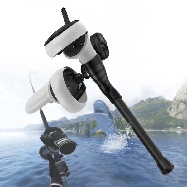 Combo med fiskespö och rulle för Quest 2 VR fiskespelstillbehör Black