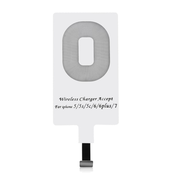 Ultratunn Qi trådlös laddningsblixtmottagare för iPhone 7/7 Plus/6/6 Plus/5/5s/5c vit