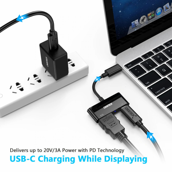 USB C Type till HDMI Hub Adapter 4K@60 60W PD Laddning för iPad Pro MacBook Air MacBook Pro MacBook Surface Book2 Chromebook Pixel Samsung Galaxy Note svart