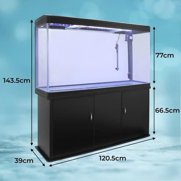 Akvarium - 300 liter - Sort - Møbel - Glas Svart