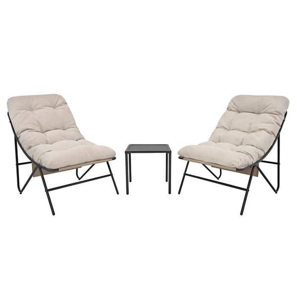 Sæt Bistro De Jardin Grå 3 Stykker, 2 Stole Med Puder Og Bord Grå