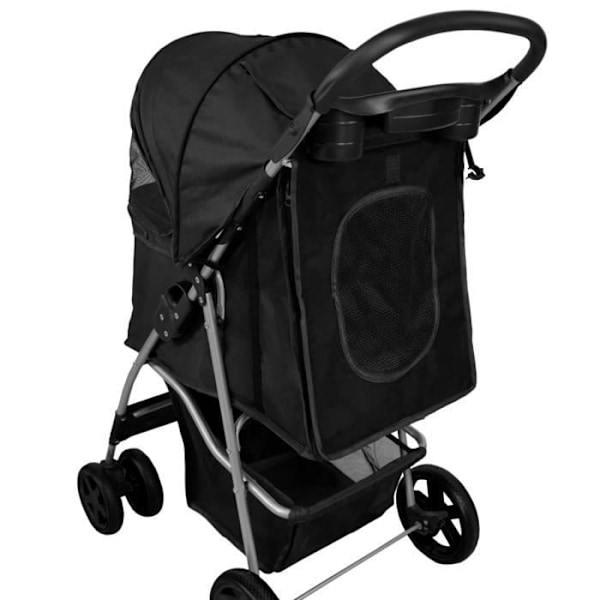 Djurvagn - Ej specificerad - Fällbar - Svart - Kapacitet 15kg - Regnskydd inkluderat