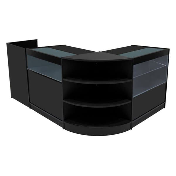 Salgsskrivebord med låsbare skuffer MDF Sort LED Sæt B900 C900 LM60 TB60 Svart