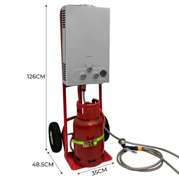 Kannettava hevossuihku 18 litran kuumavesiboileri kärryleirillä Rött och Silver