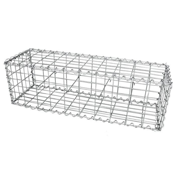 Set med 6 silvergabionkorgar i galvaniserat stål för trädgårdsprojekt utomhus, 100 x 30 x 30 cm Galvaniserat stål