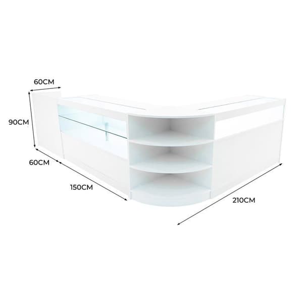 Låsbart Salgsbord MDF Hvid LED Sæt B1500 C1500 LM60 TB60 Vit