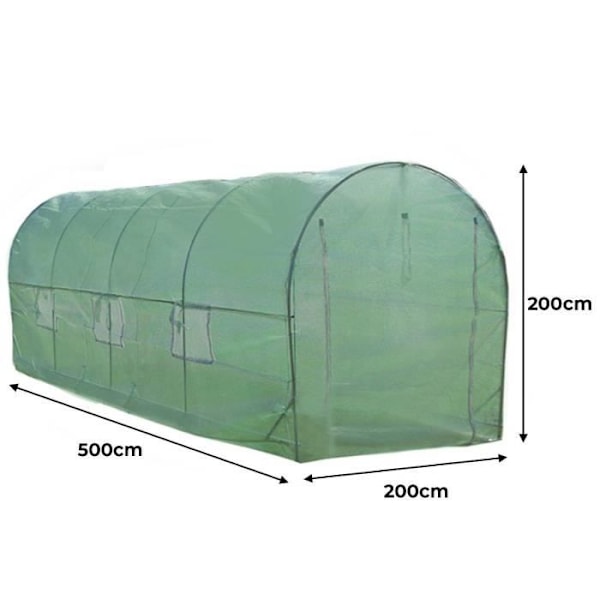 Trädgård Växthus Polytunnel Fönster Galvaniserade Dörrar PE Cover Metallram Utomhusväxter Diameter 19mm | 5m x 2m