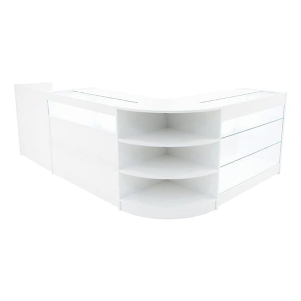 Salgsskrivebord med Låsbar MDF Hvid LED Sæt B1200 K1200 LM60 TB60 Vit
