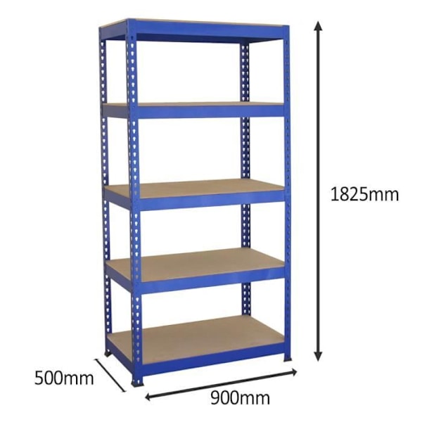 Hyllyt ja työpöytä - Sininen - 3 hyllyn setti - 5 tasoa - Kapasiteetti 200 kg - MDF 8 mm Blå