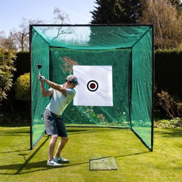 Bur med træningsnet til golf-sving - 3m x 3m - UV-bestandig - Solid stål - Kunstgræs Grön