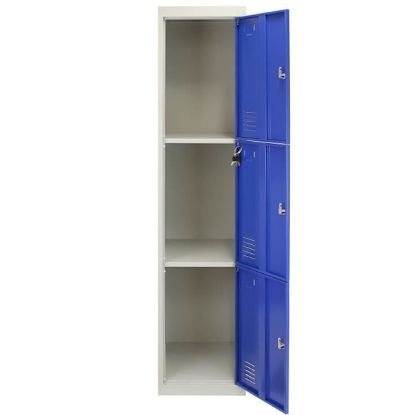 Metallinen säilytyskaappi - MONSTERSHOP - 3 ovea - Kestävä teräs - Väri sininen ja harmaa - Lukittava Blå