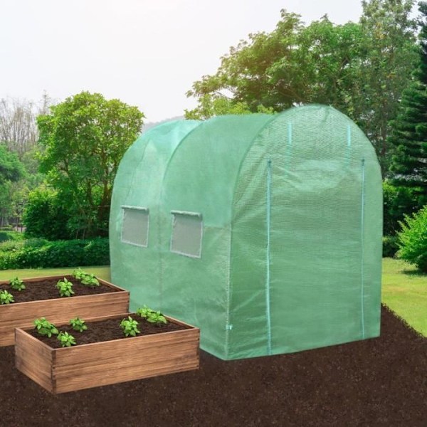 Trädgård Växthus Polytunnel Fönster Galvaniserade Dörrar PE Cover Metallram Utomhusväxter Diameter 25mm | 4mx 2m