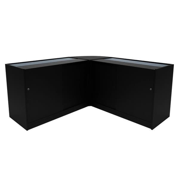 Salgsskrivebord med låsbar MDF Sort LED Sæt Triton K1500 B1500 CM60 Svart
