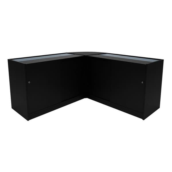 Sikrede salgshylder i sort MDF med LED, Sæt Selene C1200 CM60 Svart