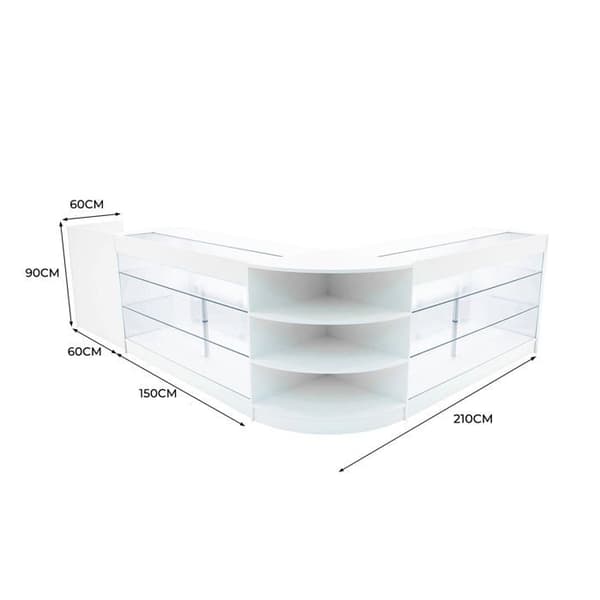 Salgsskrivebord med låsbare skuffer MDF Hvid med LED Astro K1500 CM60 TB60 Vit