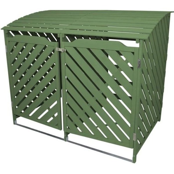 Dubbelt träbehållarelock 2 x 240L Sage Green Utomhus Trädgårdsförvaring Grå Cérusé
