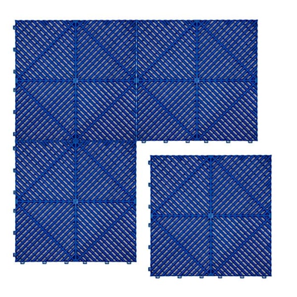 Sininen Modulaarinen Viihtyisä Lattialaatta Autotalli Yksittäinen Näyttelyhuone 3,2 x 6 M Blå