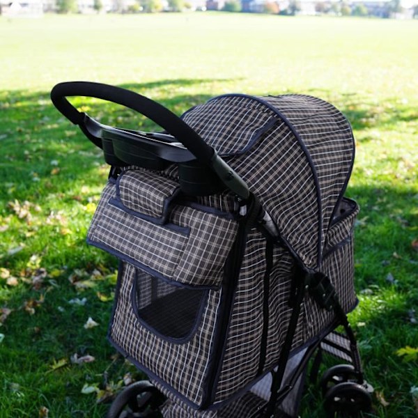 Sac Caddy för Barnvagn - Huskatter - Blå Tartan - Velcro Justering - Praktisk Förvaring Blå Tartan