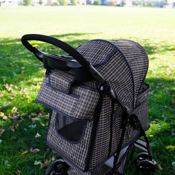 Sæde Caddy til Vogn - Kæledyr - Tartan Blå - Velcro Justering - Praktisk Opbevaring Blå Tartan