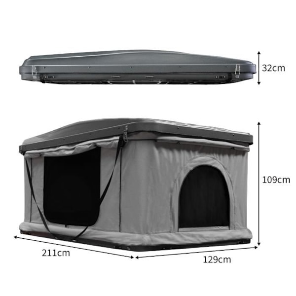 Tält - Camping - Grå - 2-3 personer - Snabb öppning - Skummadrass 5,5 cm Grå