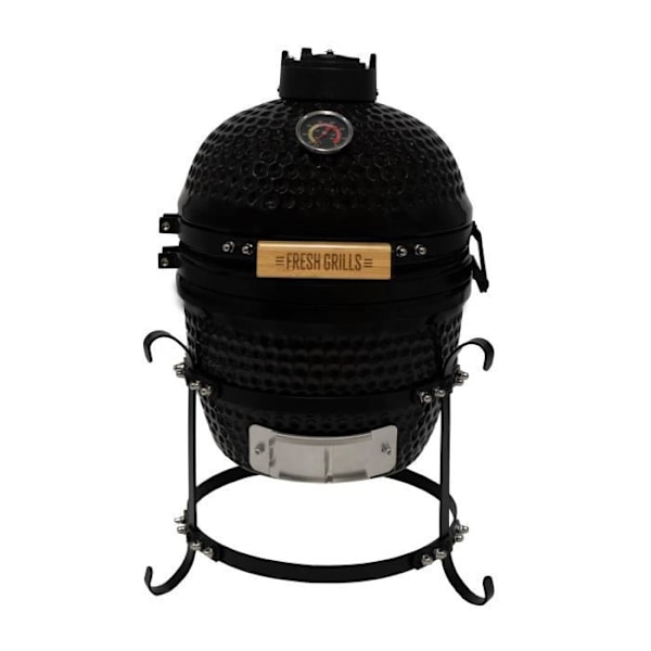 Grill - MONSTERSHOP - Mini Kamado BBQ Keramik 33 cm - Svart - Oöverträffad mångsidighet - Träkol Svart