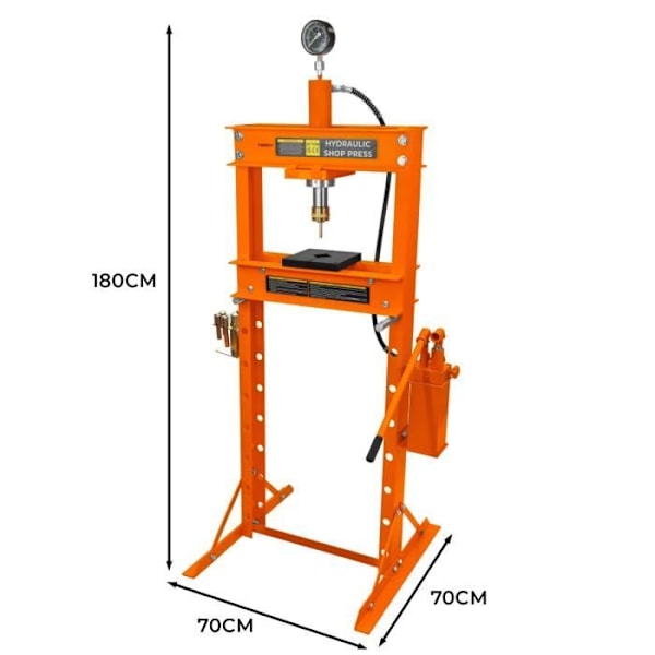 Hydraulisk press 20t manuell fristående 9 nivåer gör-det-själv-verkstad Orange