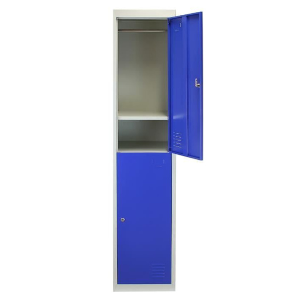Blå Metal Skab 2 Døre 45 x 38 x 180 cm Gym Skole Skab