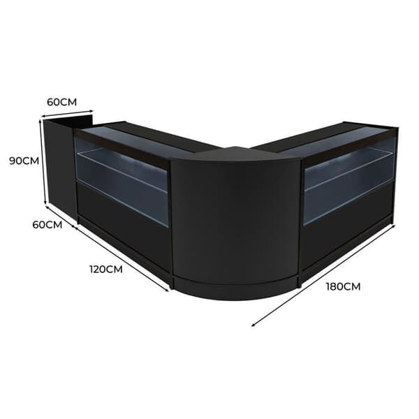Salgskompliment med låsbare MDF i sort med LED Sæt C1200 CM60 TB60 Svart