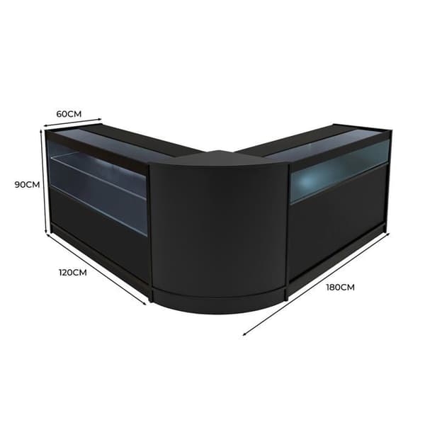 Comptoir med låsbare salg, sort med LED, Sæt Adonis B1200, C1200, CM60 Svart