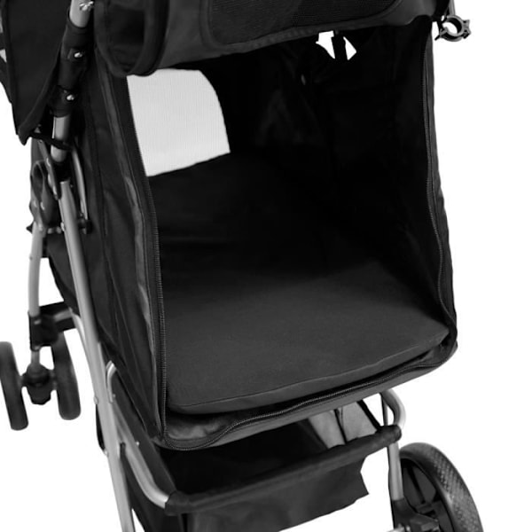 Djurvagn - Ej specificerad - Fällbar - Svart - Kapacitet 15kg - Regnskydd inkluderat