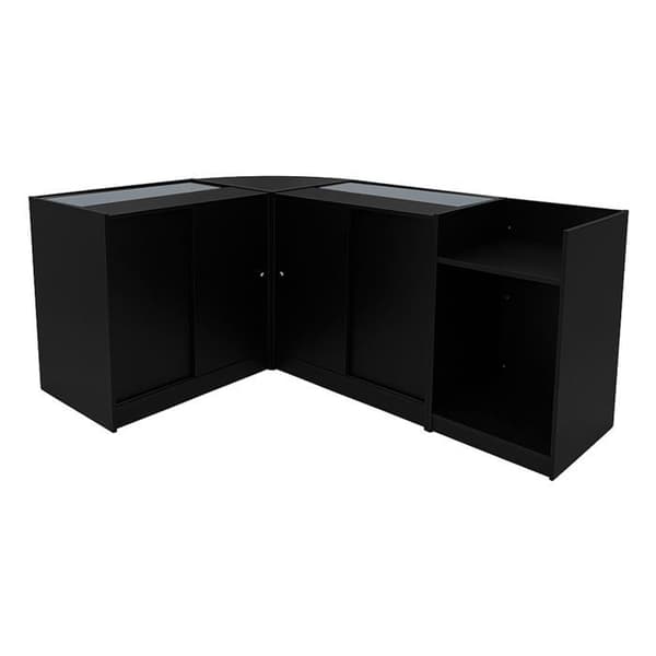 Salgsskrivebord med låsbare skuffer MDF Sort LED Sæt B900 C900 LM60 TB60 Svart