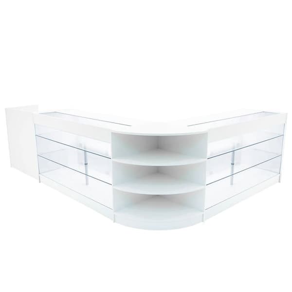 Salgsskrivebord med låsbare skuffer MDF Hvid med LED Astro K1500 CM60 TB60 Vit
