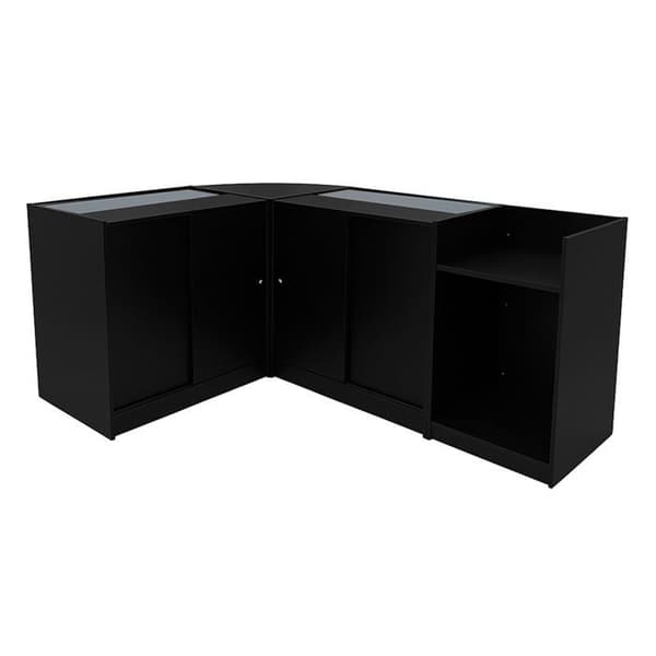 Salgsstand med låsbare skuffer i sort MDF LED Sæt K900 C900 CM60 TB60 Svart
