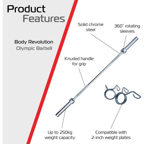 Olympisk stang Body Revolution 122 cm – Til 2 tommer vægtskiver