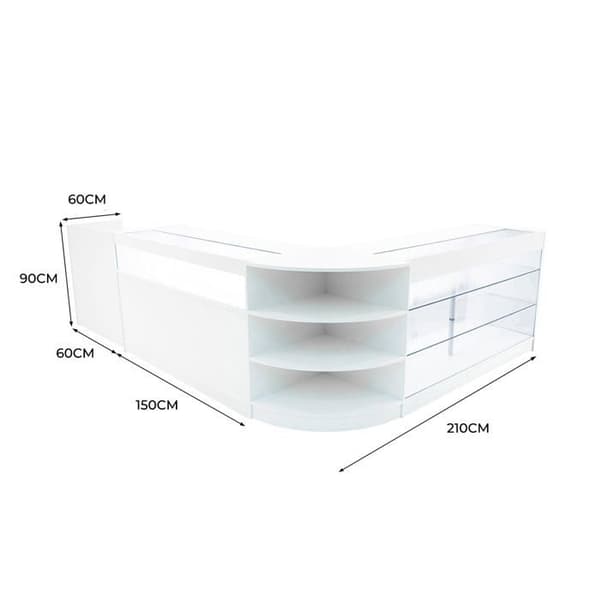 Låsbart Salgsbord MDF Hvid LED Sæt B1500 C1500 LM60 TB60 Vit