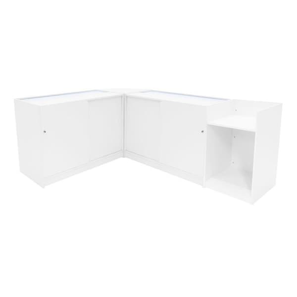 Salgscounter med låsbare skabe i hvid MDF LED Sæt K1200 C1200 CM60 TB60 Vit