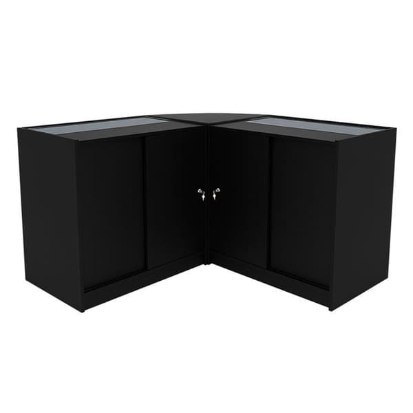 Salgsskrivebord med låsbare skuffer i sort MDF med LED, Iris B900 CM60 Svart