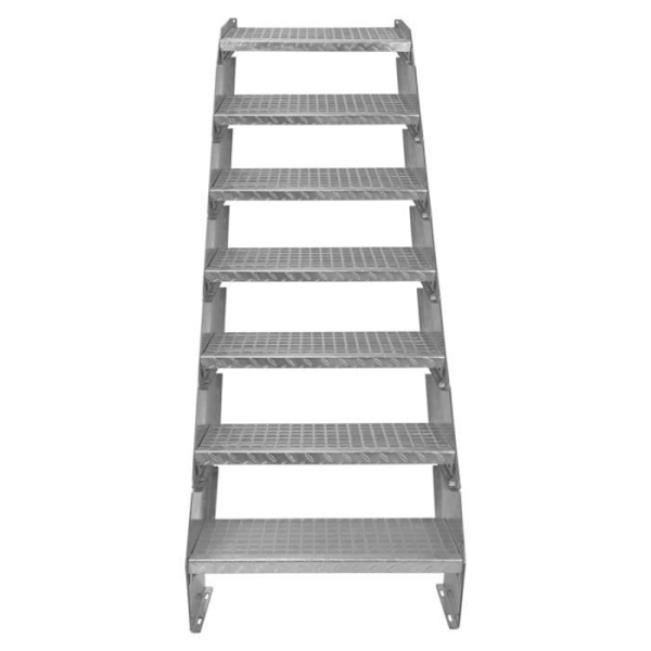 Gallertrappa med 7 steg 600x 240mm Galvaniserat stål DIN 24537 EN ISO 146 Pengar