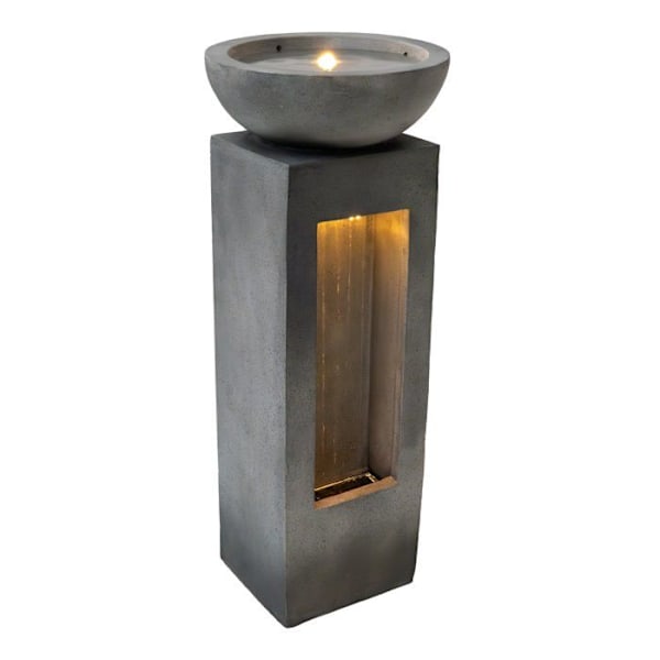 Trädgårdskaskad Fontän "Serenity Falls" Ute LED Pump Grå