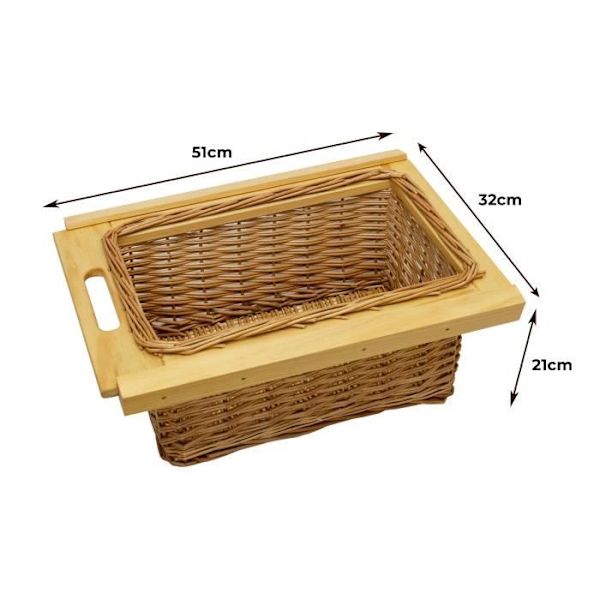Sliding Wicker Baskets - MonsterShop - 400 mm - Kök - Landsbygd - Brun kastanj