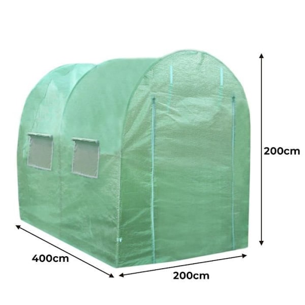 Trädgård Växthus Polytunnel Fönster Galvaniserade Dörrar PE Cover Metallram Utomhusväxter Diameter 25mm | 4mx 2m