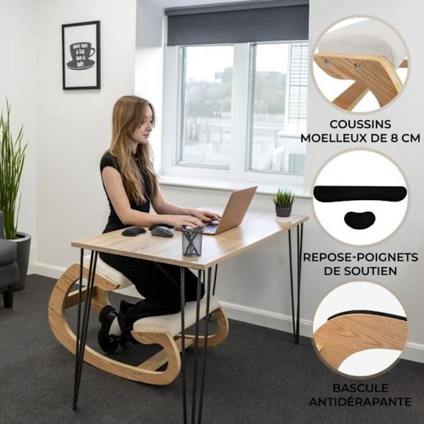 Ergonomisk knælende stol Ortopædisk gyngestol kontorstilling Beige