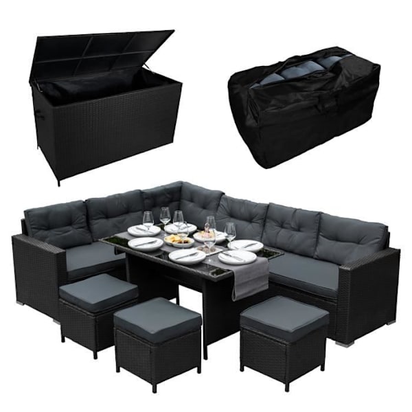 Havemøbler & rattan kiste - MONSTERSHOP - Rummelig og modstandsdygtig - 582L Sort Svart