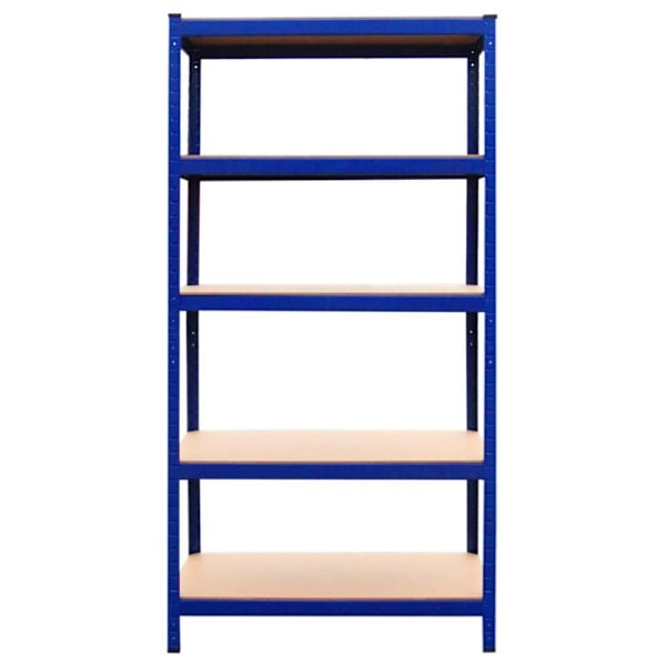 9 Hyllor Stål 90 x 4 x 180cm Blå Hållbar 100% Utan Bultar 280 KG/Hylla Svart