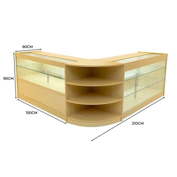 Comptoir med låsbare salg MDF Ahorn LED Calliope K1500 C1500 LM60 beige