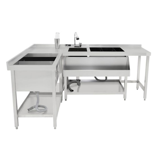 Station Cocktail Modulaire i Rustfrit Stål Isoleret Isbøtte & Vinkelenhed Grå