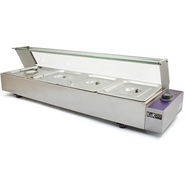 KuKoo Professional Electric Bain Marie Showcase med 4 GN 1/2-behållare i rostfritt stål