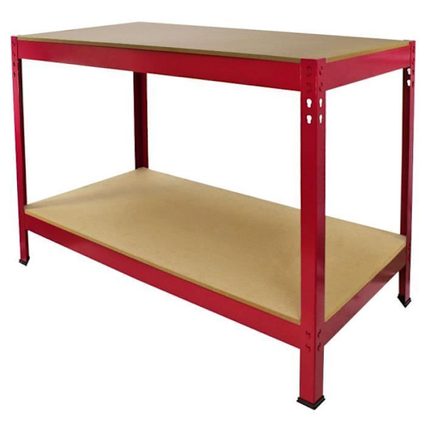 Red Steel Workshop Workbench/Arbetsbord med bultlös montering 90cm x 120cm x 60cm Röd