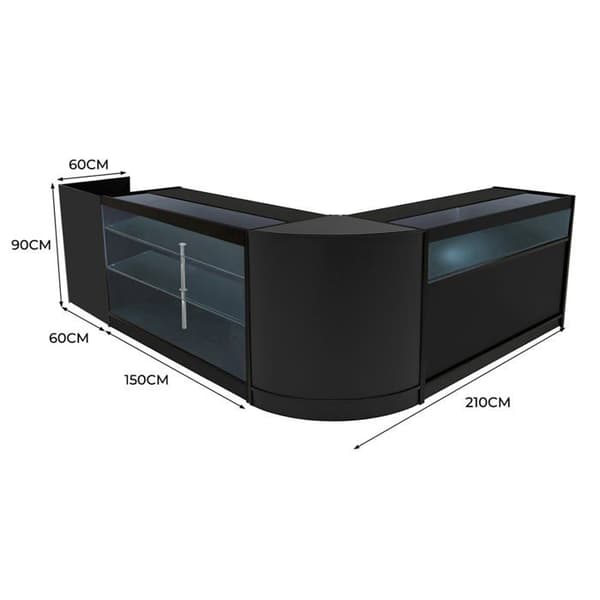 Salgsskrivebord med låsbare skuffer MDF Sort LED Sæt K1500 B1500 CM60 TB60 Svart