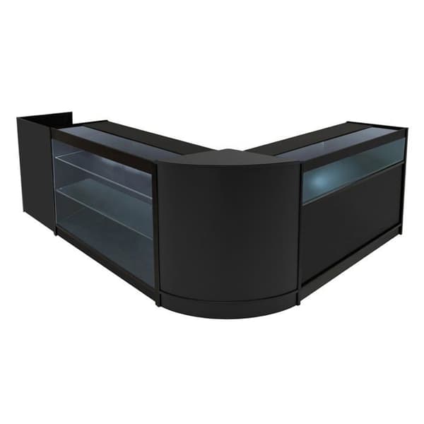 Salgsskrivebord med låsbare skuffer MDF Sort LED Sæt K1200 B1200 CM60 TB60 Svart